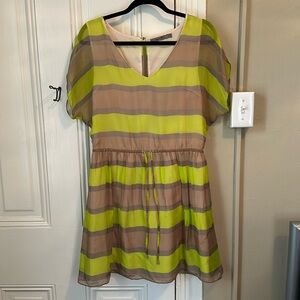 Anthropologie neon striped mini dress